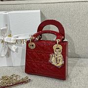 Mini Lady Dior Bag Cherry Red Patent Cannage Calfskin - 17x15x7cm - 5