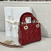 Mini Lady Dior Bag Cherry Red Patent Cannage Calfskin - 17x15x7cm - 6