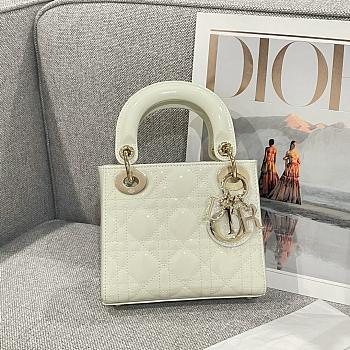 Mini Lady Dior Bag White Patent Cannage Calfskin - 17x15x7cm