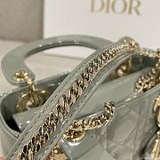 Mini Lady Dior Bag Gray Patent Cannage Calfskin - 17x15x7cm - 6