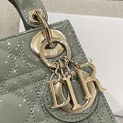 Mini Lady Dior Bag Gray Patent Cannage Calfskin - 17x15x7cm - 4