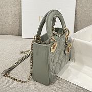 Mini Lady Dior Bag Gray Patent Cannage Calfskin - 17x15x7cm - 2