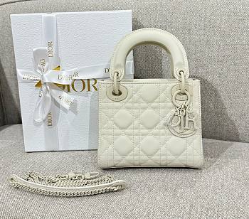 Mini Lady Dior Bag White Ultramatte Cannage Calfskin - 17x15x7cm