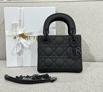 Mini Lady Dior Bag Ultramatte Black Cannage Calfskin - 17x15x7cm