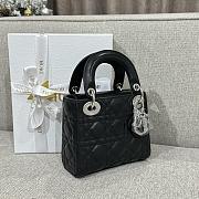 Mini Lady Dior Bag Black Silver Hardware Cannage Lamskin - 17x15x7cm - 6