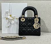 Mini Lady Dior Bag Black Gold Hardware Cannage Lamskin - 17x15x7cm - 1