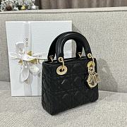 Mini Lady Dior Bag Black Gold Hardware Cannage Lamskin - 17x15x7cm - 3