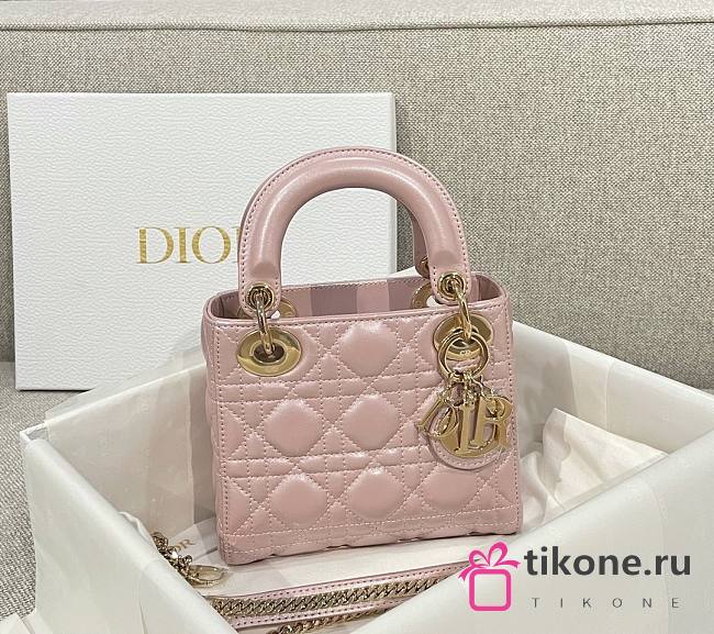 Mini Lady Dior Bag Pearlescent Pink Cannage Lambskin - 17x15x7cm - 1