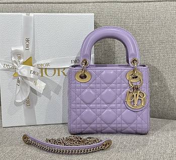 Mini Lady Dior Bag Violet Cannage Lambskin - 17x15x7cm