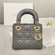 Mini Lady Dior Bag Gray Cannage Lamskin - 17x15x7cm - 1