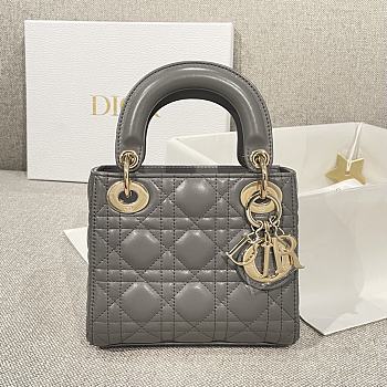 Mini Lady Dior Bag Gray Cannage Lamskin - 17x15x7cm