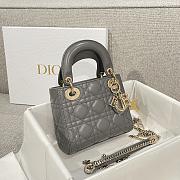 Mini Lady Dior Bag Gray Cannage Lamskin - 17x15x7cm - 6