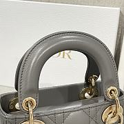 Mini Lady Dior Bag Gray Cannage Lamskin - 17x15x7cm - 5