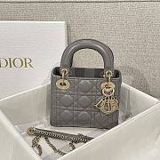 Mini Lady Dior Bag Gray Cannage Lamskin - 17x15x7cm - 2