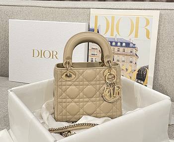 Mini Lady Dior Bag Beige Cannage Lamskin - 17x15x7cm