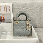 Mini Lady Dior Bag Gray Stone Cannage Lamskin - 17x15x7cm - 1