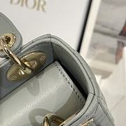 Mini Lady Dior Bag Gray Stone Cannage Lamskin - 17x15x7cm - 6