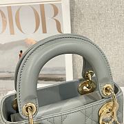 Mini Lady Dior Bag Gray Stone Cannage Lamskin - 17x15x7cm - 5