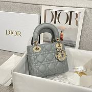 Mini Lady Dior Bag Gray Stone Cannage Lamskin - 17x15x7cm - 3