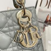 Mini Lady Dior Bag Gray Stone Cannage Lamskin - 17x15x7cm - 4