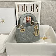 Mini Lady Dior Bag Gray Stone Cannage Lamskin - 17x15x7cm - 2