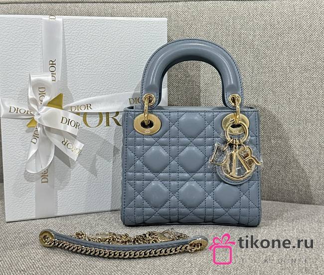 Mini Lady Dior Bag Blue Cannage Lamskin - 17x15x7cm - 1