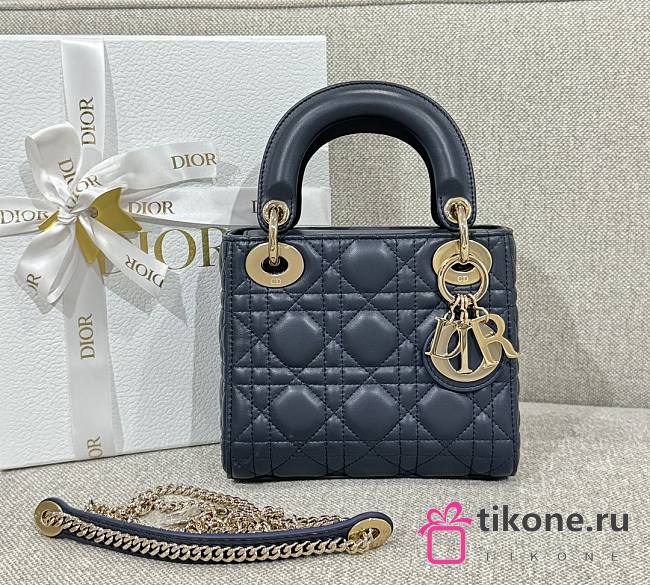 Mini Lady Dior Bag Dark Blue Cannage Lamskin - 17x15x7cm - 1