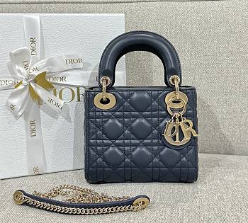 Mini Lady Dior Bag Dark Blue Cannage Lamskin - 17x15x7cm