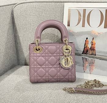 Mini Lady Dior Bag Peony Pink Cannage Lamskin - 17x15x7cm