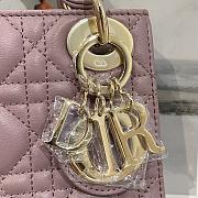 Mini Lady Dior Bag Peony Pink Cannage Lamskin - 17x15x7cm - 5