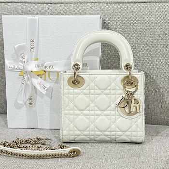 Mini Lady Dior Bag White Cannage Lamskin - 17x15x7cm