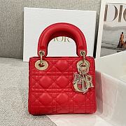 Mini Lady Dior Bag Red Cannage Lamskin - 17x15x7cm - 1