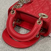 Mini Lady Dior Bag Red Cannage Lamskin - 17x15x7cm - 6