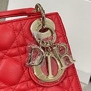 Mini Lady Dior Bag Red Cannage Lamskin - 17x15x7cm - 4