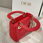 Mini Lady Dior Bag Red Cannage Lamskin - 17x15x7cm - 2