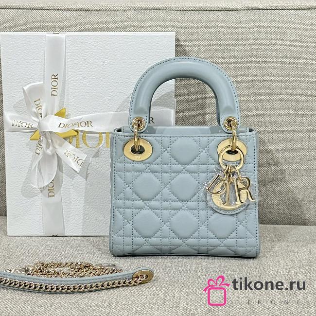 Mini Lady Dior Bag Light Blue Cannage Lamskin - 17x15x7cm - 1