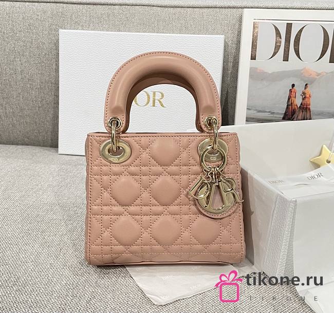 Mini Lady Dior Bag Milk Tea Cannage Lamskin - 17x15x7cm - 1