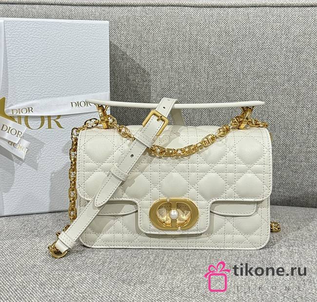 Small Dior Jolie Top Handle Bag White Cannage Calfskin - 22x14x8cm - 1