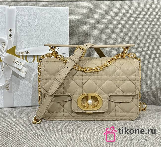 Small Dior Jolie Top Handle Bag Powder Beige Cannage Calfskin - 22x14x8cm - 1