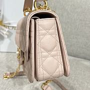 Small Dior Jolie Top Handle Bag Pink Cannage Calfskin - 22x14x8cm - 3