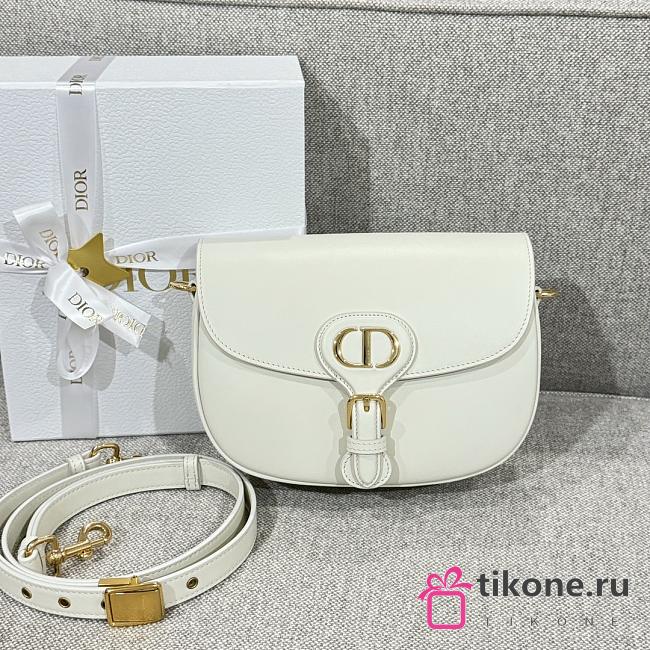 Medium Dior Bobby Bag Latte Box Calfskin White - 22x17x6cm - 1