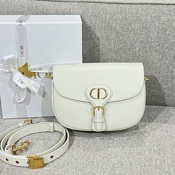 Medium Dior Bobby Bag Latte Box Calfskin White - 22x17x6cm