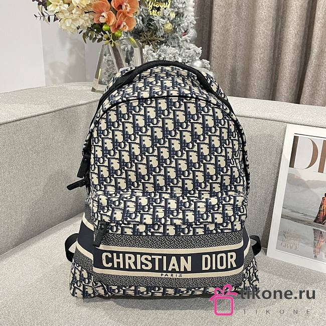 DiorTravel Backpack Blue Dior Oblique Jacquard - 34x42x15cm - 1