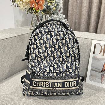 DiorTravel Backpack Blue Dior Oblique Jacquard - 34x42x15cm