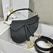 Dior Mini Saddle Bag with Strap Black Grained Calfskin - 19x15x6cm - 1