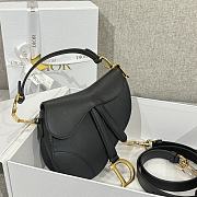 Dior Mini Saddle Bag with Strap Black Grained Calfskin - 19x15x6cm - 3