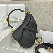 Dior Mini Saddle Bag with Strap Black Grained Calfskin - 19x15x6cm - 2