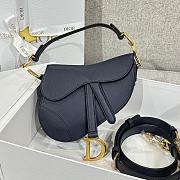 Dior Mini Saddle Bag with Strap Navy Grained Calfskin - 19x15x6cm - 1