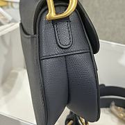 Dior Mini Saddle Bag with Strap Navy Grained Calfskin - 19x15x6cm - 3