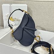 Dior Mini Saddle Bag with Strap Navy Grained Calfskin - 19x15x6cm - 4